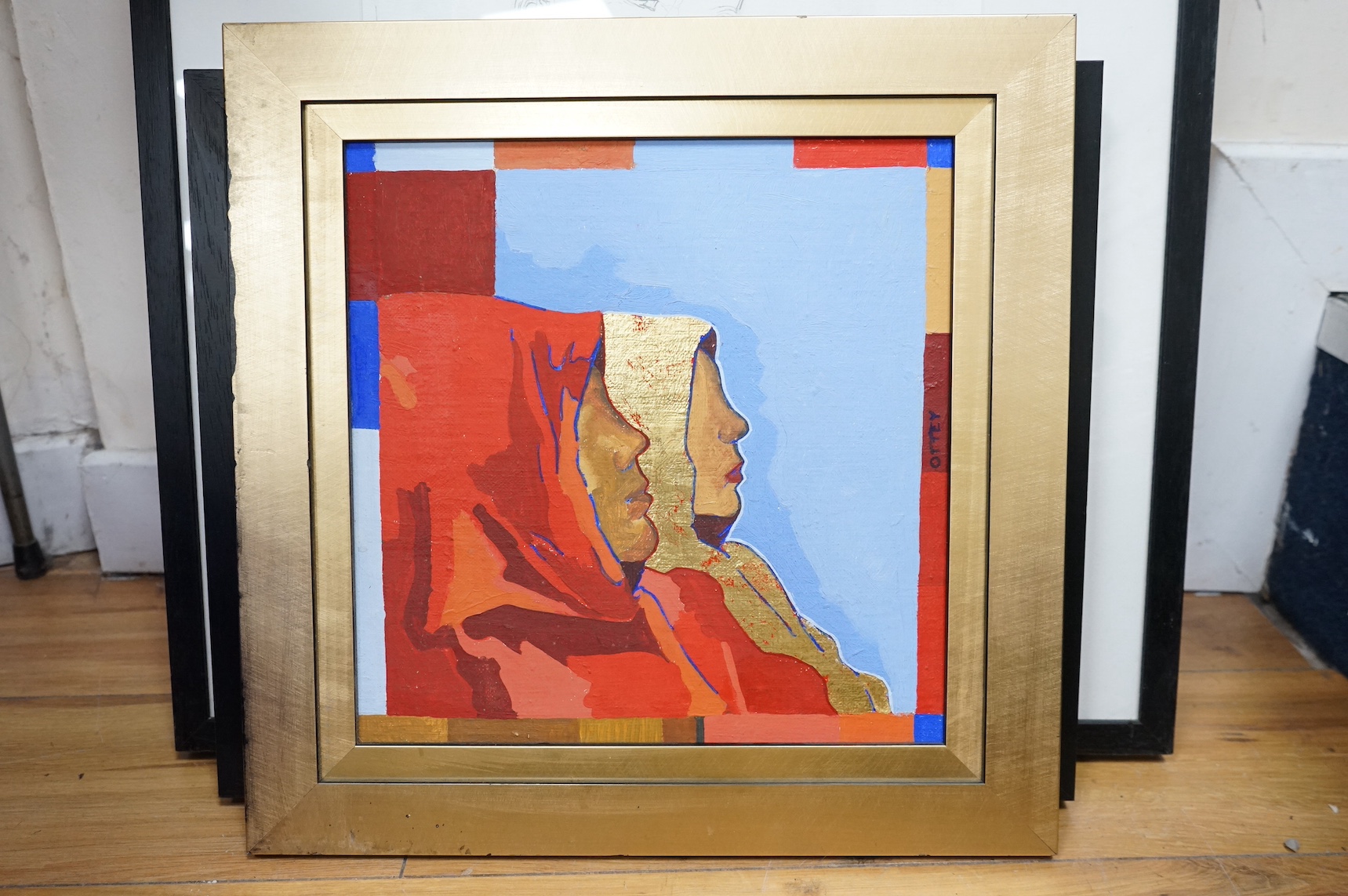 20th century school, oil on board, Coastal view with crashing waves, unsigned, 21 x 25cm, ornately framed. Condition - fair